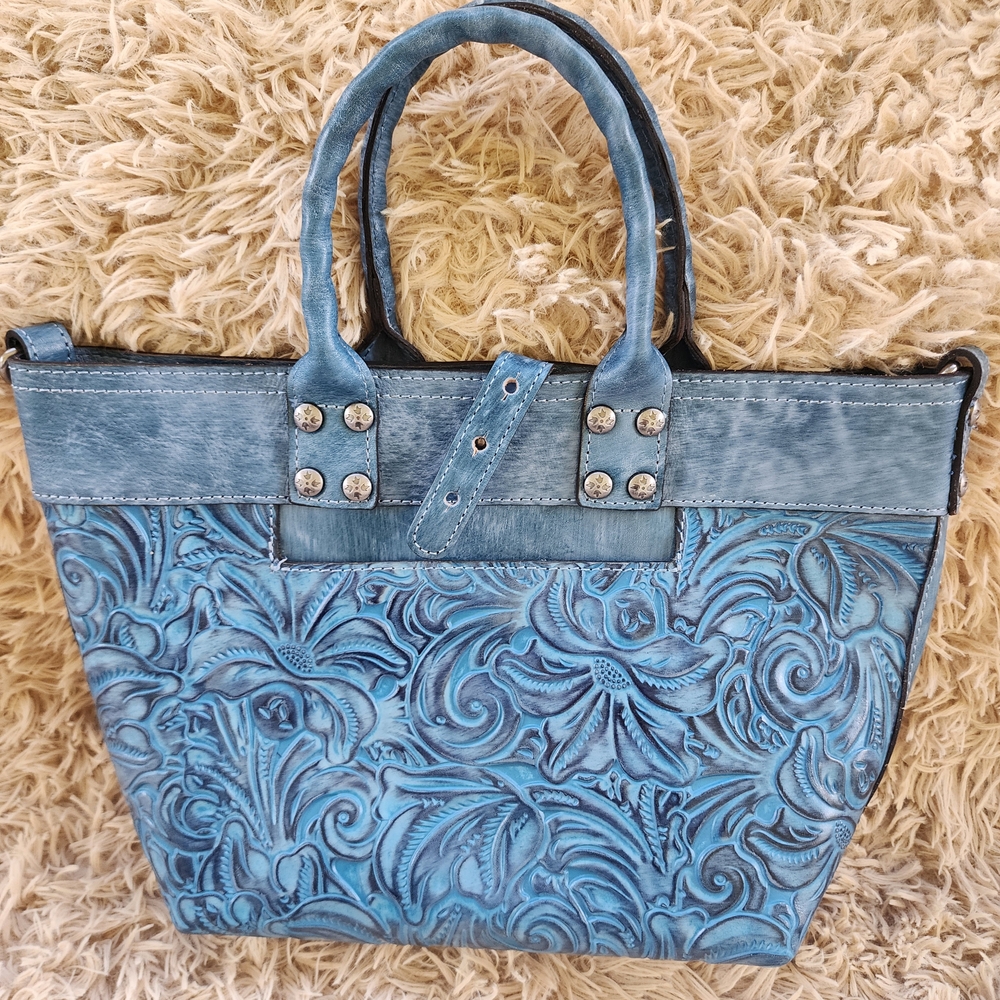 Patricia Nash Analia Blue Embossed Crossbody